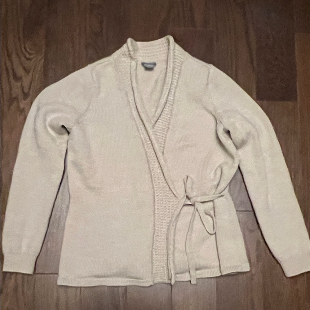 Ann Taylor Wool Cream Wrap Sweater